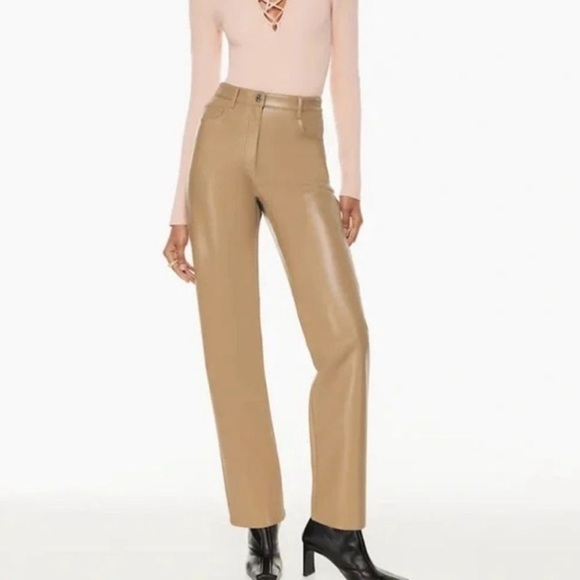 Aritzia Wilfred “The Melina” Camel Vegan Leather High Waist Cropped Pants - 6 - Picture 16 of 16